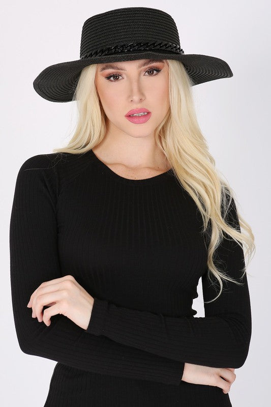 flat top, - Summer hat - Summer straw hat - Paper straw material - Acrylic chain - Breathable hat - Flat top hat - Beach hat - Spring must have - Summer statem