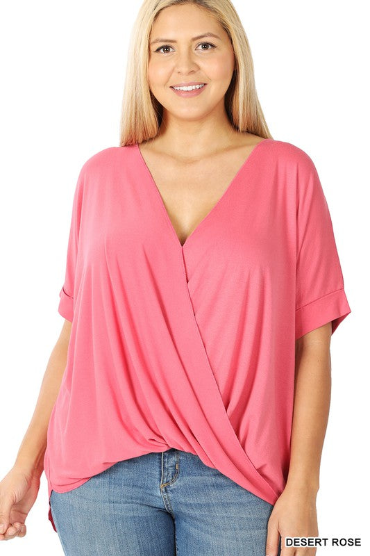 PLUS RAYON SPAN CREPE LAYERED LOOK TOP, zenana, blouse, shirt, soft fabric, vacation, work attire, church, plus size, full figured, fun, casual, trip outfit