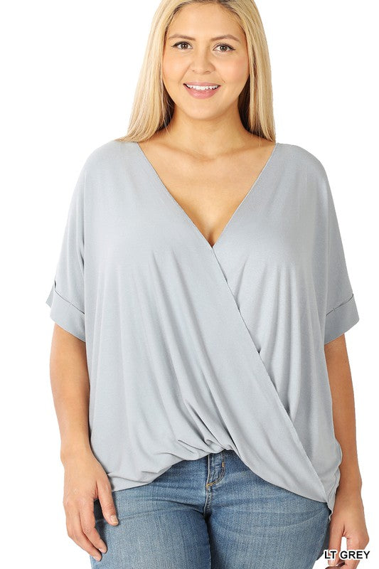PLUS RAYON SPAN CREPE LAYERED LOOK TOP, zenana, blouse, shirt, soft fabric, vacation, work attire, church, plus size, full figured, fun, casual, trip outfit