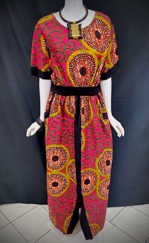 fuchsia African Ankara print column dress black history africa chic couture fashion modesty church attire work