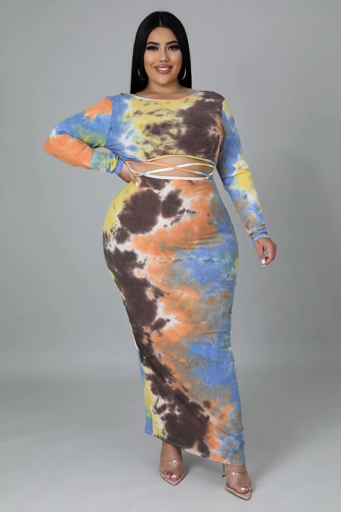 plus size, maxi dress, ribbed, tie dye
