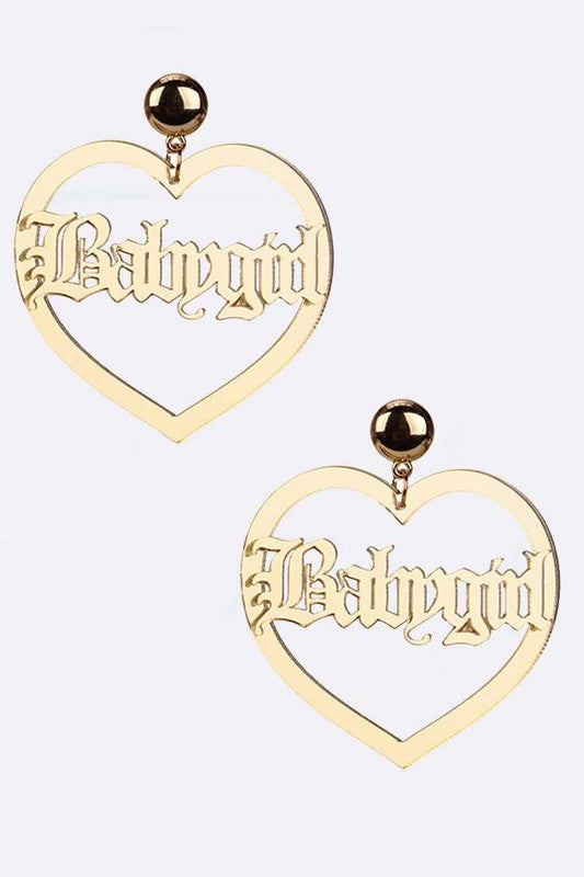 BABY GIRL Acrylic Heart Drop Earrings