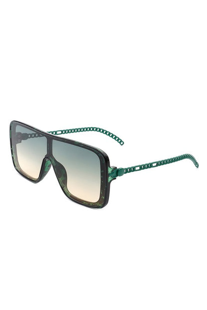 These Square Fashion Flat Top Oversize Retro Sunglasses feature a classic design that is sure to complement any look. With their large frame and sturdy construction, you can enjoy the sun in style. green shades