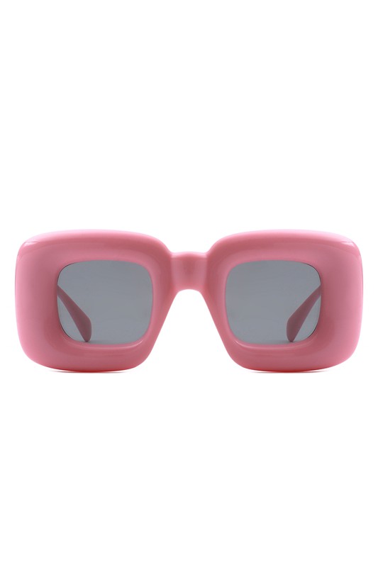 These Square Irregular Chic Chunky Fashion Sunglasses are sure to update your look this season. Sleek and stylish, they provide protection and shade from the sun's harsh rays. Their innovative design is perfect for adding a fashionable touch to any ensemble. pink sahdes, barbie style idea, pink fashion inspiration