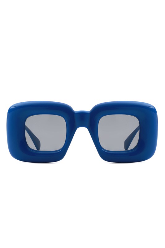 These Square Irregular Chic Chunky Fashion Sunglasses are sure to update your look this season. Sleek and stylish, they provide protection and shade from the sun's harsh rays. Their innovative design is perfect for adding a fashionable touch to any ensemble. blue