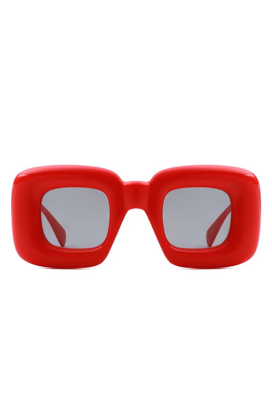 These Square Irregular Chic Chunky Fashion Sunglasses are sure to update your look this season. Sleek and stylish, they provide protection and shade from the sun's harsh rays. Their innovative design is perfect for adding a fashionable touch to any ensemble. red shades, red sunglasses, back to school fashion 2023