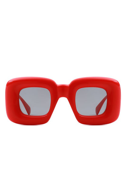 These Square Irregular Chic Chunky Fashion Sunglasses are sure to update your look this season. Sleek and stylish, they provide protection and shade from the sun's harsh rays. Their innovative design is perfect for adding a fashionable touch to any ensemble. red shades, red sunglasses, back to school fashion 2023