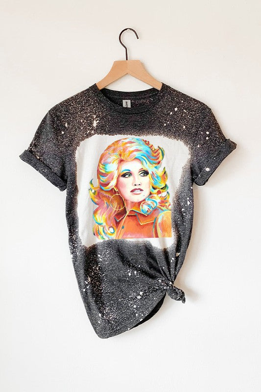 Dolly Parton black t-shirt watercolors