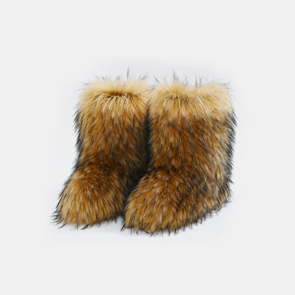 Fur platform boots winter shoes comfy