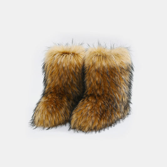 Fur platform boots winter shoes comfy