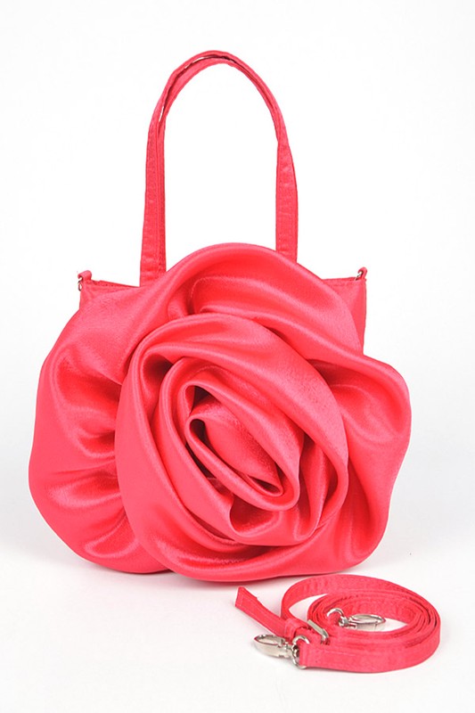 Oversize Satin Flower Top Handle Soft Clutch