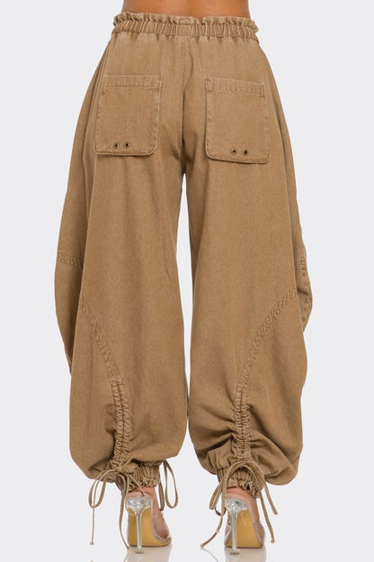 Urban Chic Drawstring Denim Cargo Pants