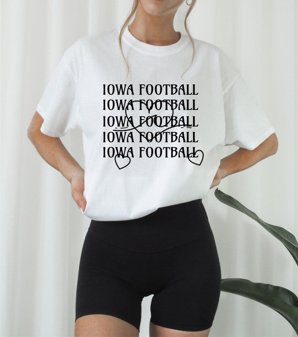 plus size Iowa Football Stacked Wave Heart Graphic Crew Tee