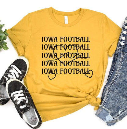 Iowa Football Wave Heart Graphic Crew Tee