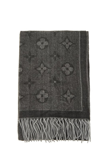 Geometric Print Scarf With Fringe