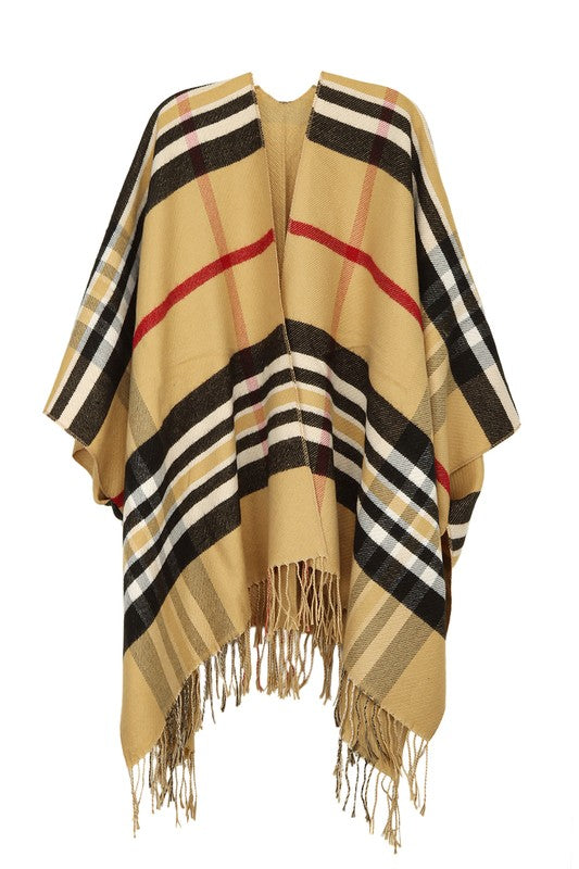 shawl plaid wrap poncho outerwear