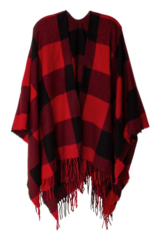 Check Plaid Ruana Poncho