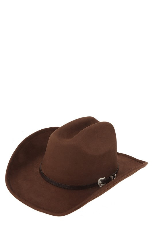 Fedora Hat with Buckle Accent, brown cowboy, western