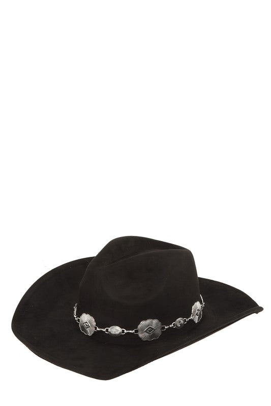 Fedora Hat with Vintage Metal Chain Accent