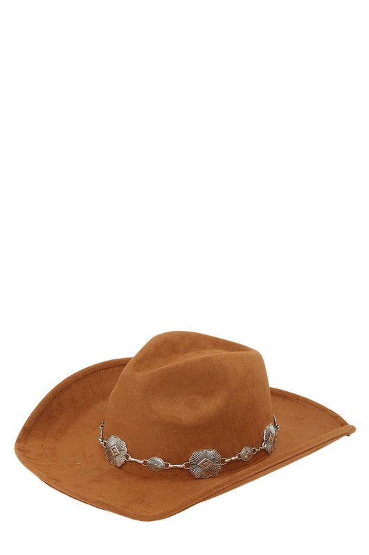 Fedora Hat with Vintage Metal Chain Accent