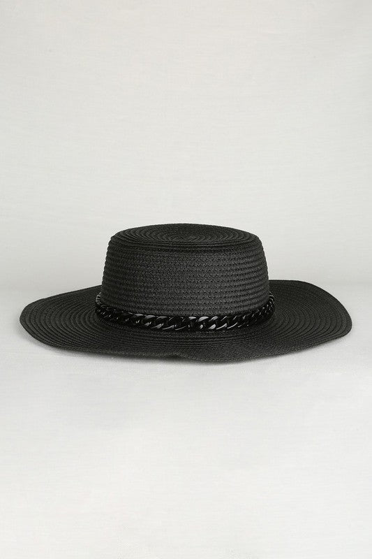 flat top hat, - Summer hat - Summer straw hat - Paper straw material - Acrylic chain - Breathable hat - Flat top hat - Beach hat - Spring must have - Summer statem