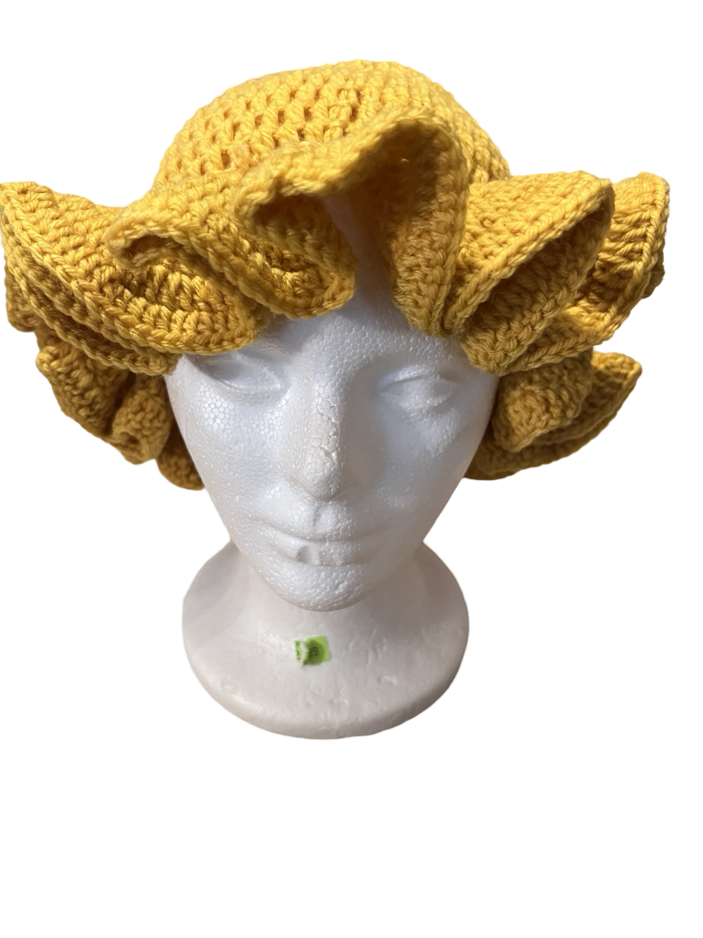 Multi color ruffle crochet hat