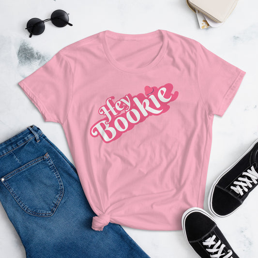 pink "Hey Bookie" happy fun preshrunk short sleeve tee t-shirt 100% cotton