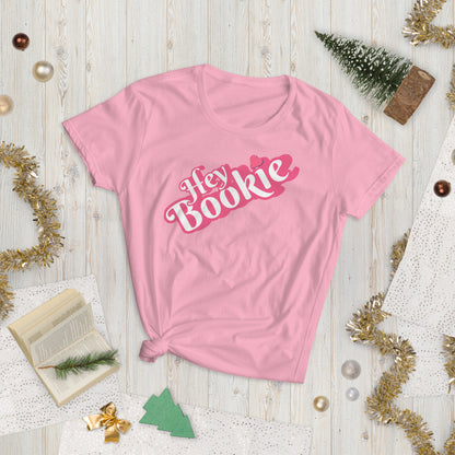 pink "Hey Bookie" happy fun preshrunk short sleeve tee t-shirt 100% cotton, great gift ideas
