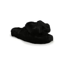 fur slippers faux black soft house shoes