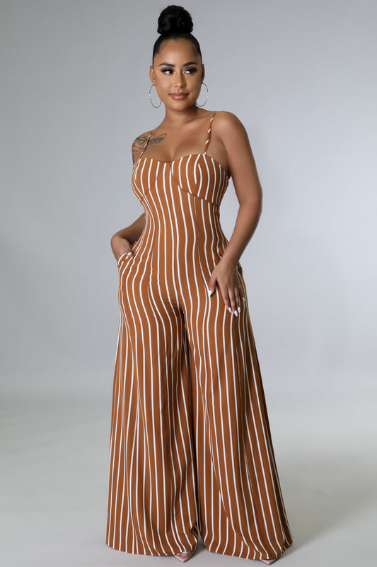 jumpsuit, striped, wide leg, brown, date night, brunch outfit, chic outfit, striped jumpsuit, cute jumpsuit, holiday party, brown outfit, christmas wear, thanksgiving outfit, new year's