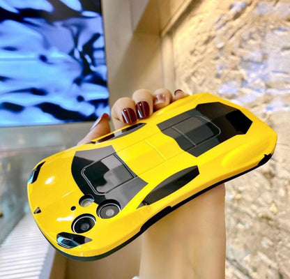 yellow car, car, yellow, bumble bee, phone case, sports car phone case, iphone, mobile phone