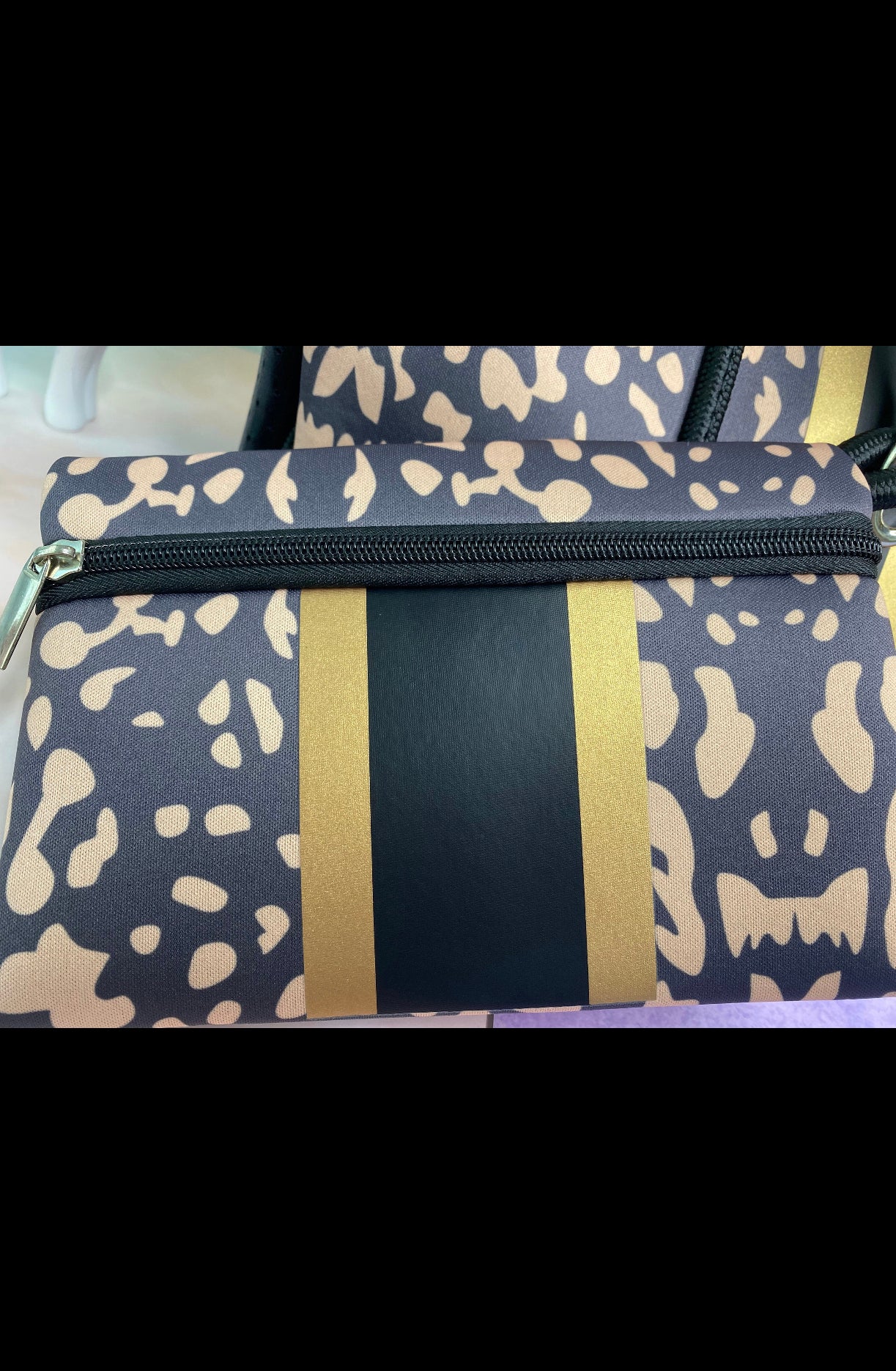 Black and gold neoprene tote set