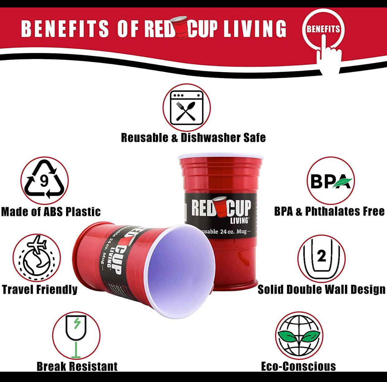 red cup, cup, plastic, bpa free, dishware, abs, abs plastic, unbreakable, cup