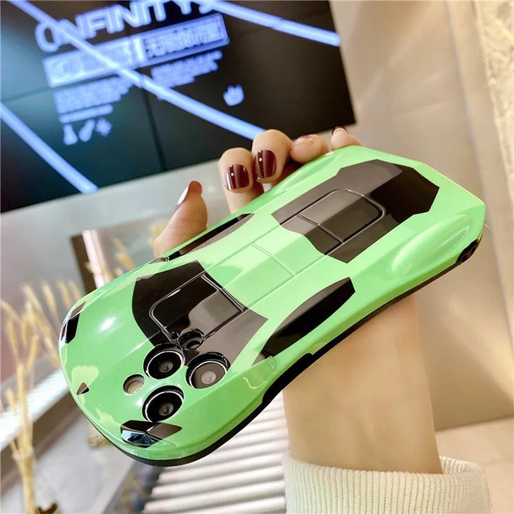 green, cell phone case, sports car, car, mobile phone, phone accessory