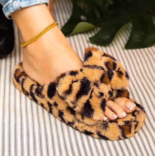 Leopard fluffy bow slippers (FREE SHIPPING)